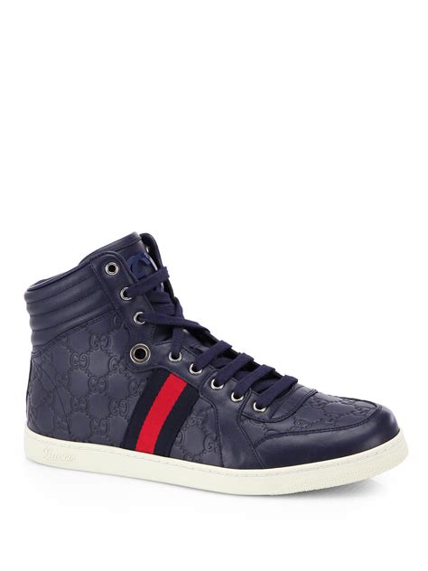 gucci high top shoes blue|gucci high top sneakers men's.